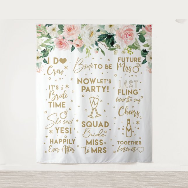 Tapiz She said yes Floral Blush Bridal Banner (Anverso)