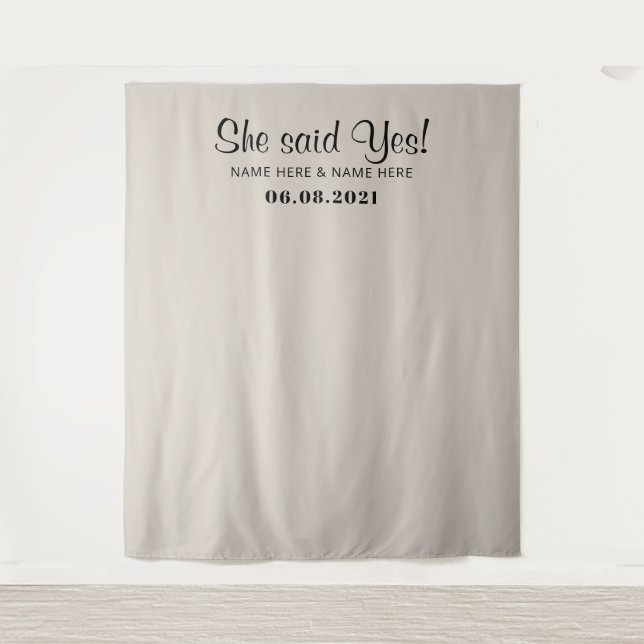 Tapiz She Said Yes Photo Booth Engagement Backdrop  (Anverso)