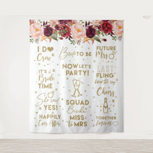 Tapiz She said yesFloral Burgundy Bridal Shower Backdrop