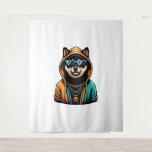 Tapiz Shiba Inu en Streetwear Hoodie