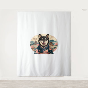 Tapiz Shiba Inu estilo Ukiyo-e