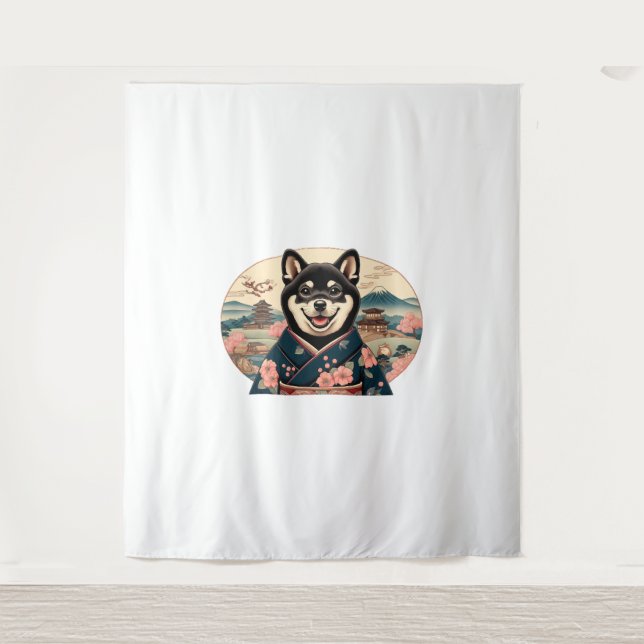 Tapiz Shiba Inu estilo Ukiyo-e (Anverso)