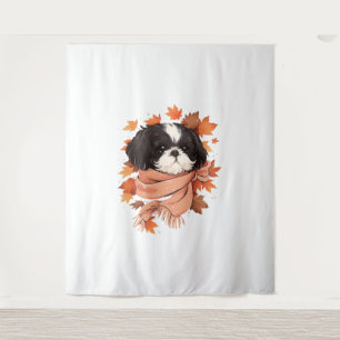 Tapiz Shih Tzu Fall Dog otoño deja una copia del día de