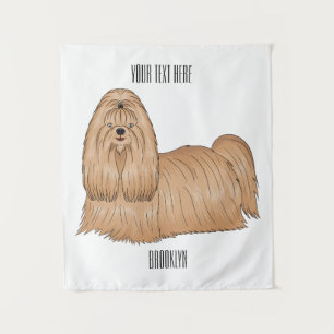 Tapiz Shih tzu personalizado de pelo largo ilustracion