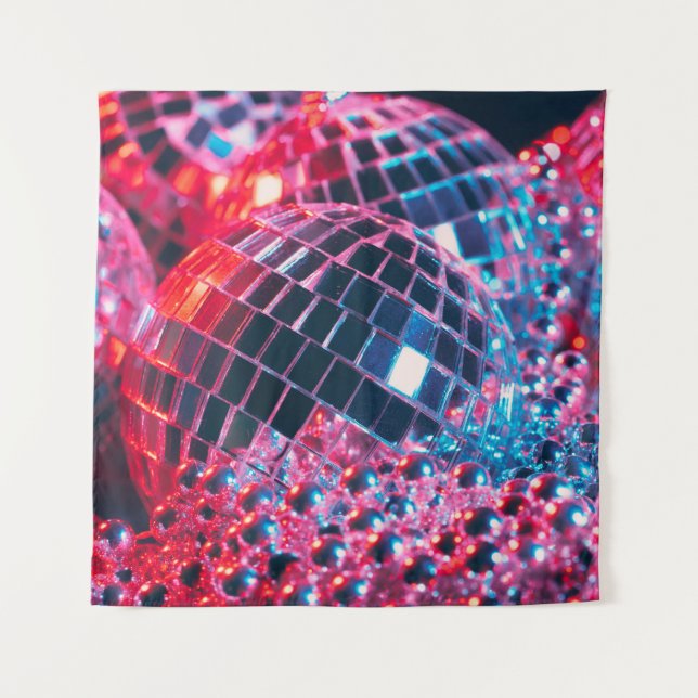 Tapiz Shiny disco party background with mirror balls ref (Anverso)