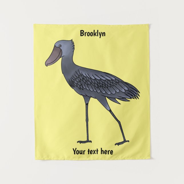 Tapiz Shoebill bird cartoon illustration (Anverso)