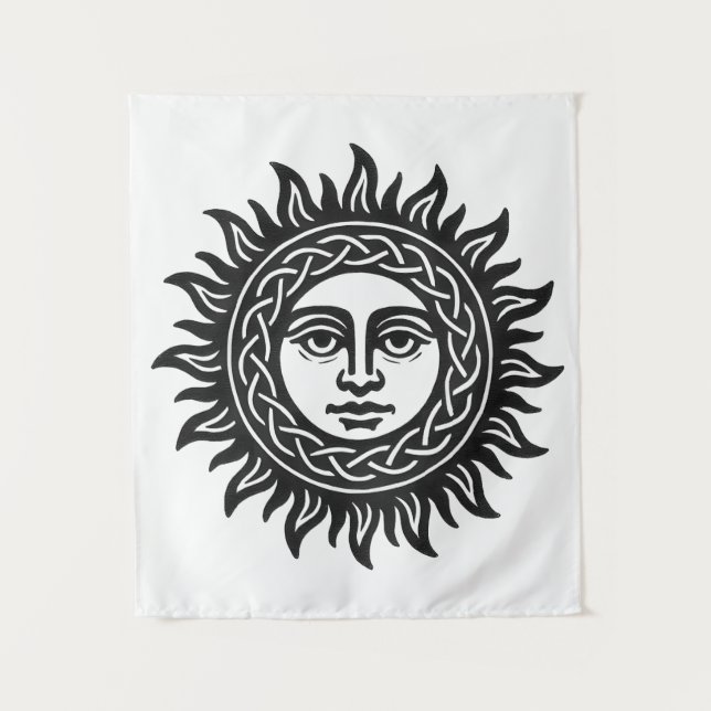 Tapiz Sigilo del Rostro Solar - Emblema del Sol Negro (Anverso)