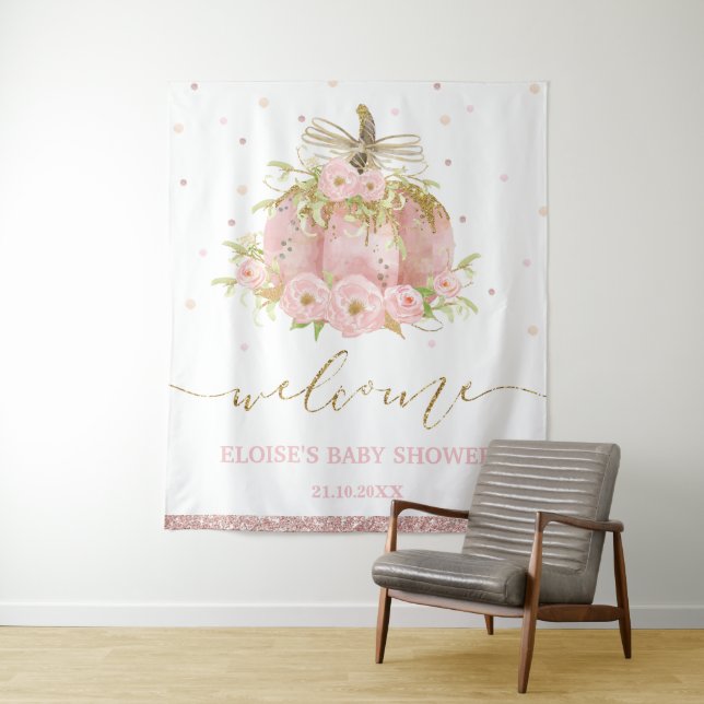 Tapiz Signo de bienvenida Baby Shower del Chica floral d (In situ)