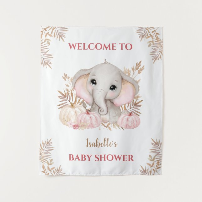 Tapiz Signo de bienvenida de Baby Shower para Elephant C (Anverso)