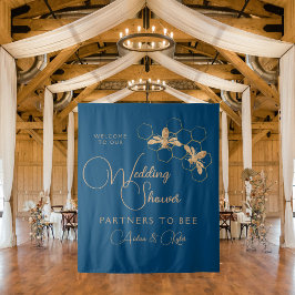 Tapiz Signo de bienvenida de la ducha de la novia indigo