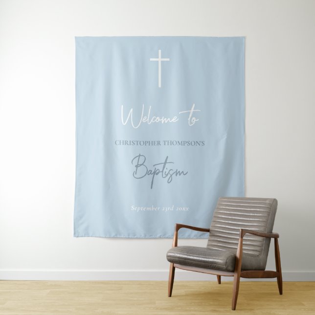 Tapiz Signo de bienvenida del bautismo de un niño pequeñ (In situ)