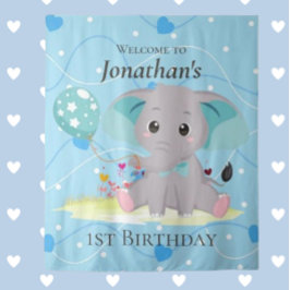 Tapiz signo de bienvenida sobre el fondo azul Cute Eleph