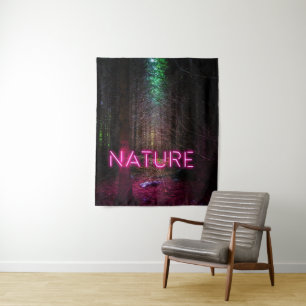 Tapiz Signo de neón magenta de la naturaleza misteriosa