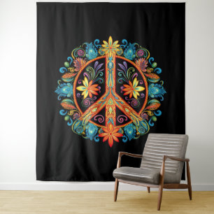 Tapiz Signo de paz colorido de los años 60