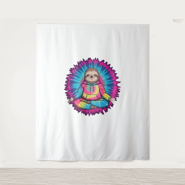 Tapiz Signo Hippie Sloth Peace Tie-Dy (Anverso)