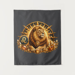 Tapiz Signo zodiacal Leo dorado con piedras preciosas