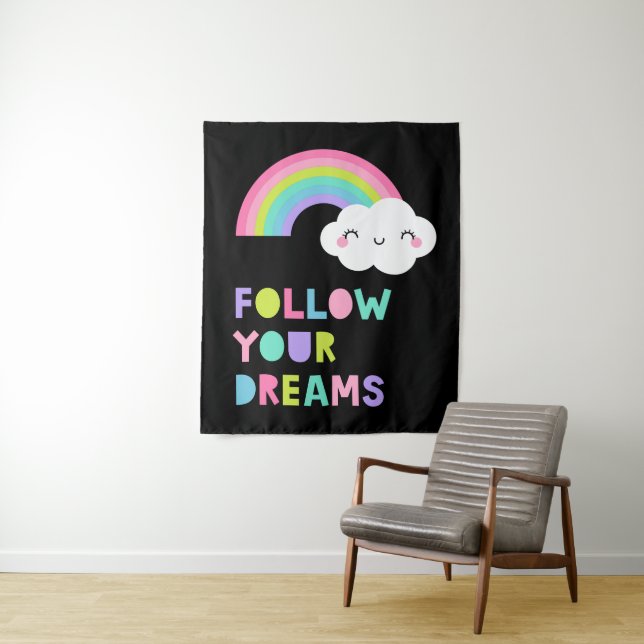 Tapiz Sigue tus sueños una nube arcoiris suave (In situ)