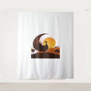 Tapiz Silhouette de Acción de Gracias Turquía - Sunset H