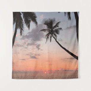 TAPIZ SILHOUETTE DE ÁRBOL DE PALMA DURANTE LA HORA DE OR