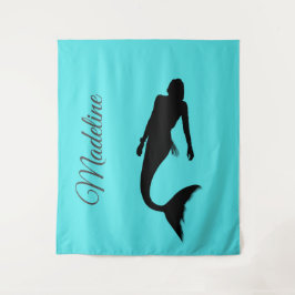 Tapiz Silhouette de Sirena Azul verano moderno