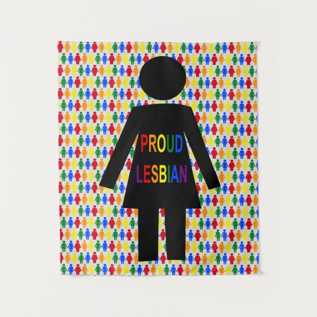 Tapiz Silhouette lesbiana LGBTQ y damas de arco iris (Anverso)