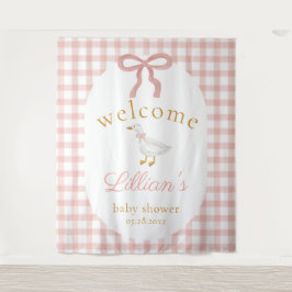 Tapiz Silly Goose Pink Gingham Girl Baby Shower Backdrop
