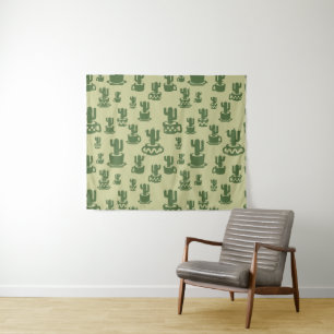 Tapiz Silueta de cactus suculenta en tazas y macetas