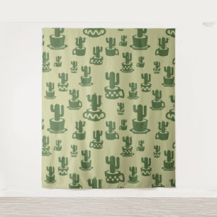 Tapiz Silueta de cactus suculento en tazas y macetas