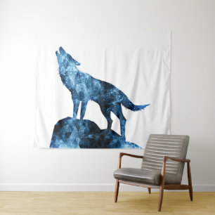 Tapiz Silueta de humo brillante azul de Wolf