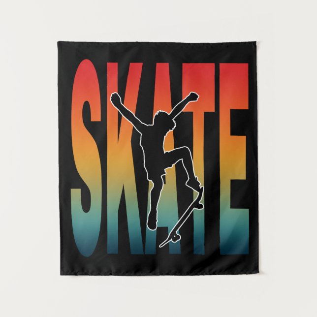 Tapiz Silueta de monopatín de skateboarding (Anverso)