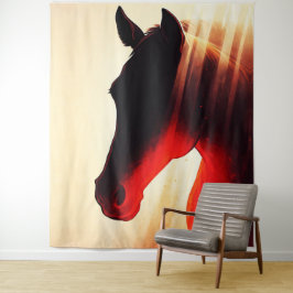 Tapiz Silueta majestuosa de caballo resplandor ardiente 
