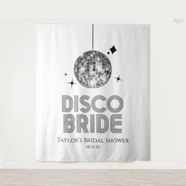 Tapiz Silver Disco Ball Disco Bridal Shower (Anverso)
