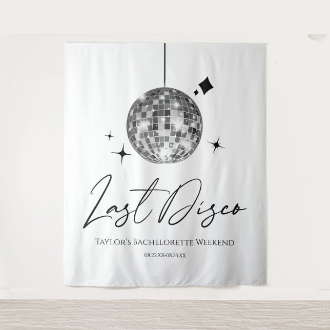 Tapiz Silver Disco Ball Last Disco Bachelorette Party (Anverso)