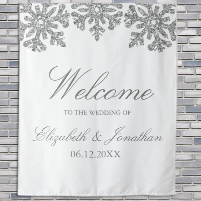 Tapiz Silver Snowflake Winter Wedding (Subido por el creador)