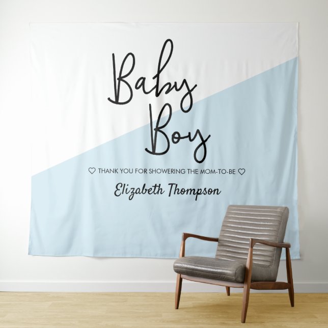 Tapiz Símbolo de bienvenida de Blue Baby Boy Baby Shower (In situ (horizontal))