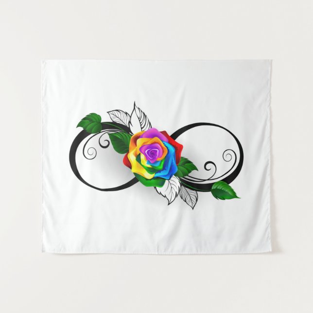Tapiz Símbolo de infinito con rosa arcoíris (Anverso (horizontal))