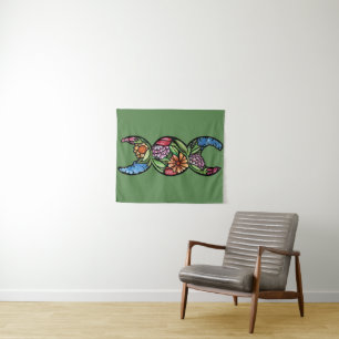 Tapiz Símbolo de la Luna Triple Flor