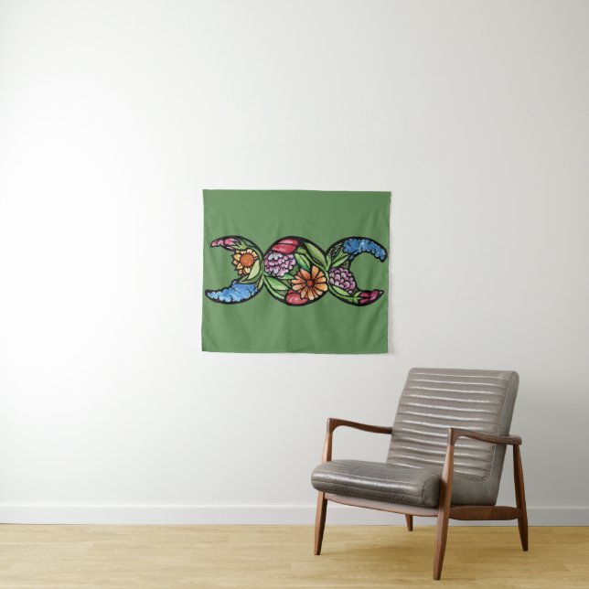 Tapiz Símbolo de la Luna Triple Flor (In situ (horizontal))