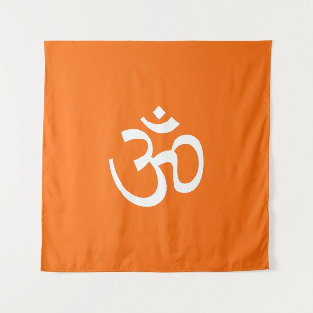 Tapiz Símbolo de Om Aum contorno Icono naranja Hinduismo (Anverso)