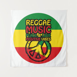 Tapiz Símbolo de reggae y paz con citas positivas