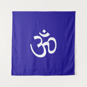 Tapiz Símbolo del hinduismo azul cobalto del contorno de
