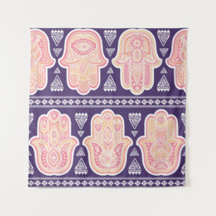 Tapiz Símbolo indio vintage de hamsa dibujado a mano sin