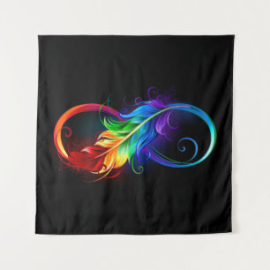 Tapiz Símbolo infinito con pluma arco iris