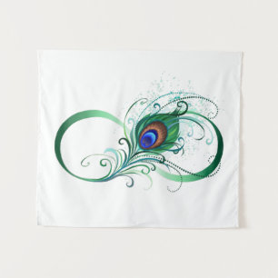 Tapiz Símbolo infinito con pluma de pavo real