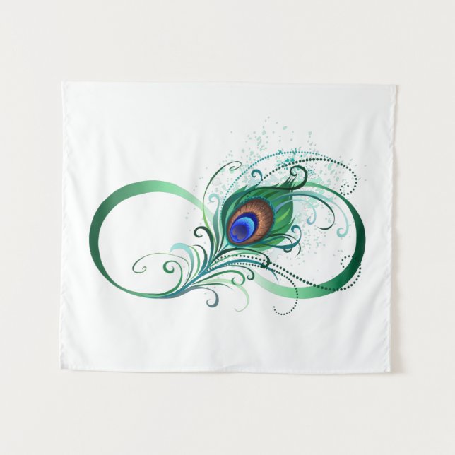 Tapiz Símbolo infinito con pluma de pavo real (Anverso (horizontal))
