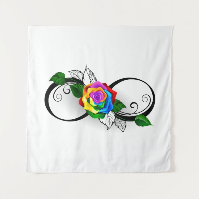 Tapiz Símbolo infinito con Rosa arcoiris (Anverso)