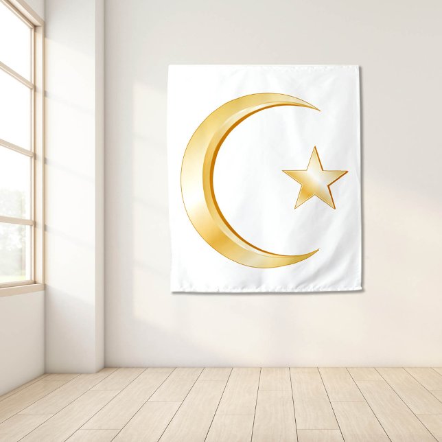 Tapiz Símbolo islámico (Islam Symbol Tapestry.
Crescent moon and star, symbol of Islam.)