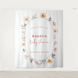 Tapiz Simple Boho Wildflower Frame Welcome Baby Shower