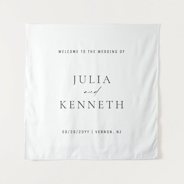 Tapiz Simple Clean Elegant Wedding Welcome Sign (Anverso (horizontal))