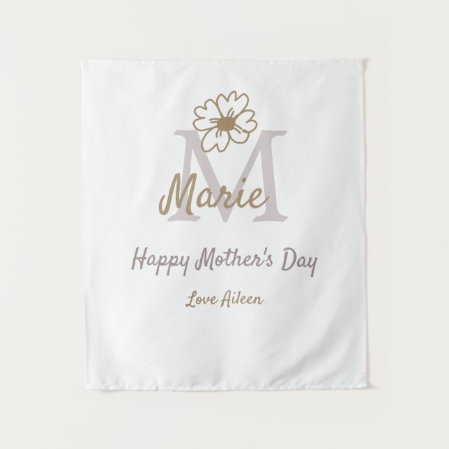 Tapiz simple minimal mother's day monogram golden gray f (Anverso)
